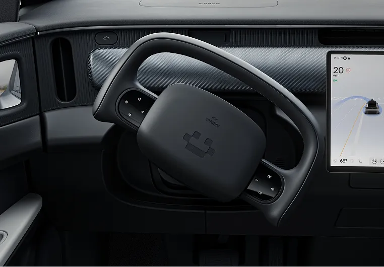 The Tensor Robocar retractable steering wheel.