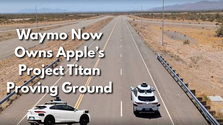 A Waymo robotaxi is test-driving on Apple's former Project Titan proving ground in Wittmann, Arizona
