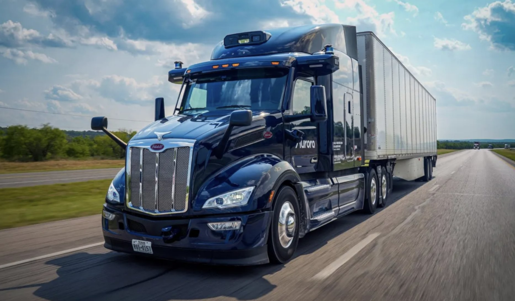 Aurora Innovation truck on a highway in Texas