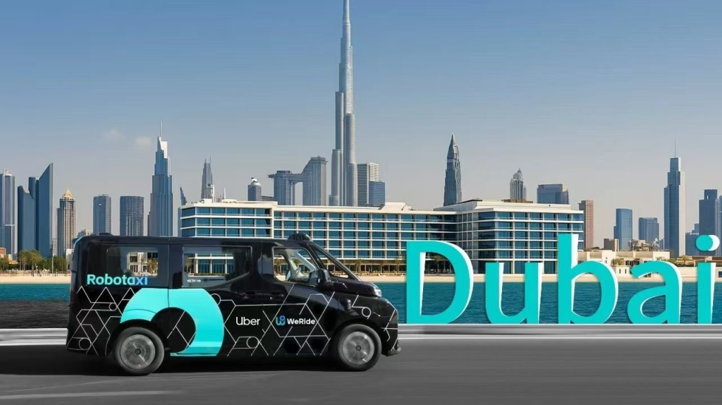 A WeRide driverless car with Uber branding