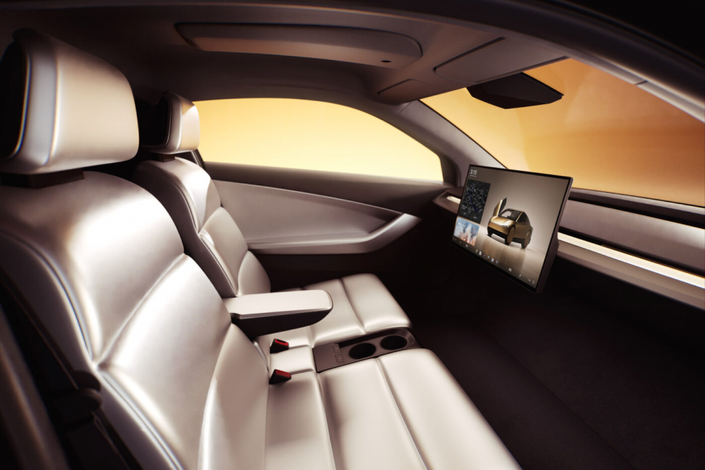 The Tesla cybercab two-seat interior.