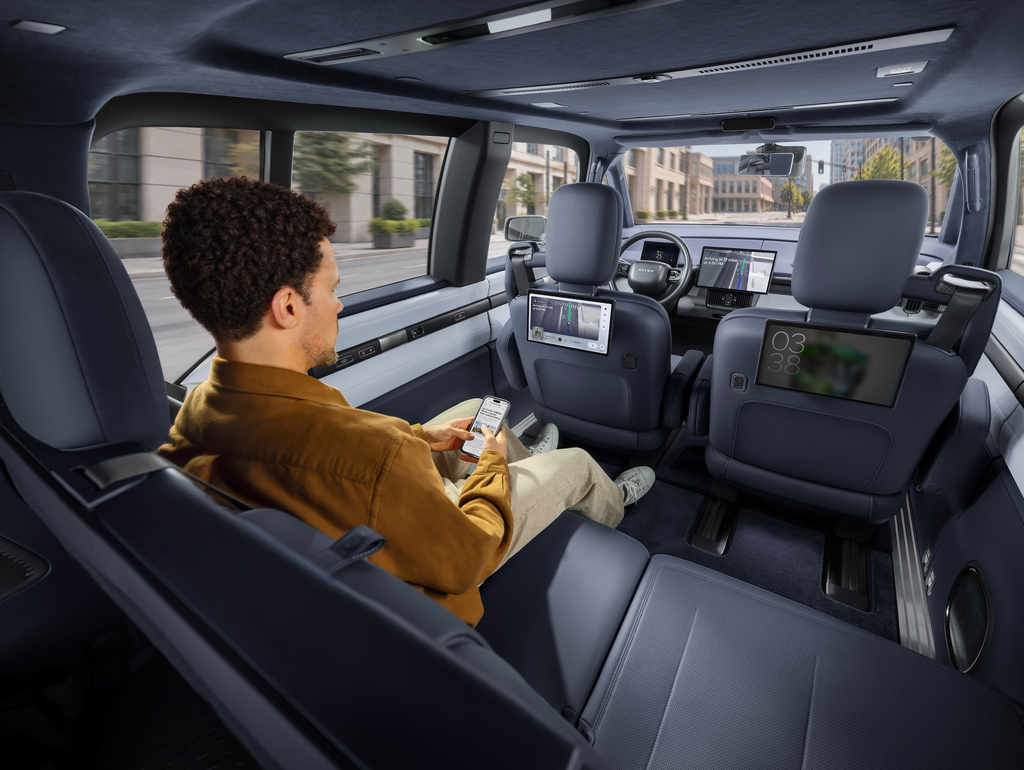 The roomy Waymo silver Ojai interior cabin area.