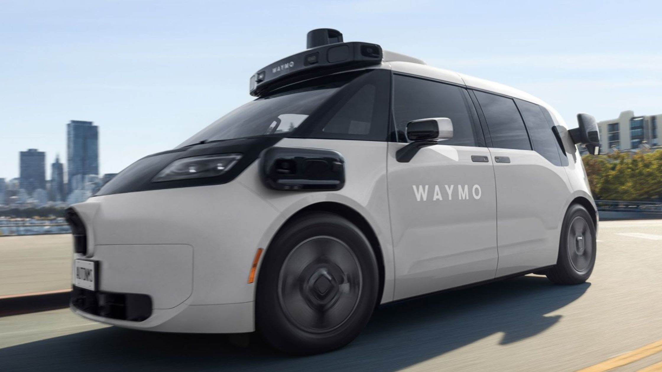 The new Waymo silver Ojai robotaxi on the road.