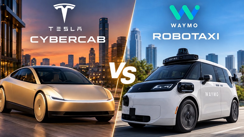 Tesla cybercab versus Waymo robotaxi